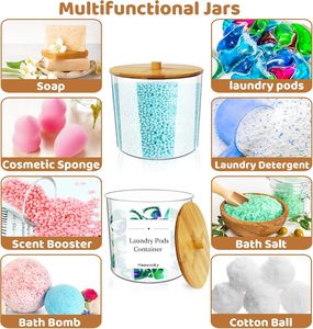 3 Pack Large Plastic Organizer <b>Laundry</b> Room Detergent Storage Organization and Container <b>Jars</b> With Lids - Product Image 5