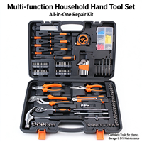 Ensemble d'outils de bricolage 109 pièces, kit d'outils manuels multifonctionnels pour la réparation à domicile avec embouts de perçage, boîte en plastique