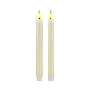 Set of 2 D0.86*H9.6" Custom Electronic Taper LED Candles with Remote Timer Flameless Flickering 3D Real Wax for Home Use
