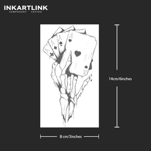 INKARTLINK Autocollant de <span class=keywords><strong>tatouage</strong></span> main squelette, Cartes <span class=keywords><strong>à</strong></span> <span class=keywords><strong>jouer</strong></span> As, Thème de la chance et du jeu, Streetwear Gothique, Herbal, 15 jours, Art corporel, Fournitures en gros - Product Image 5