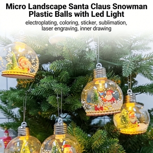 Boule en plastique personnalisée pour micro-paysage, avec lumière LED et gravure laser par sublimation, pour décorations de Noël - Product Image 2