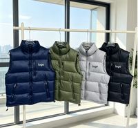 Gilet d'hiver personnalisé en toile brodée en 3D, sur mesure, décontracté, ample, sans manches, avec fermeture éclair, imperméable, rembourré de duvet pour homme