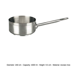 Shallow Stainless Steel <b>Saucepan</b> Ø 24 cm H 9.5 cm, 4.3 L, Triple-Layer Base Paderno - Product Image 3