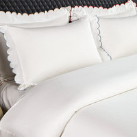 Parure de lit de luxe en coton blanc 200TC, motif géométrique, anti-boulochage, lavable, style moderne, housse de couette, drap, taie d'oreiller, usage domestique