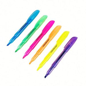 Surligneur promotionnel 6 couleurs en plastique durable à base d'eau, idéal pour les étudiants, pour la mise en évidence et la révision des documents - Product Image 1