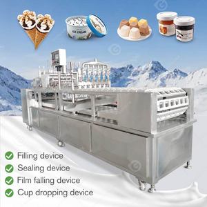 Machine de remplissage et de scellage rotative entièrement automatique pour gobelets en papier et cornets de crème glacée, 2 lignes de conteneurs - Product Image 3
