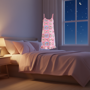 Camicia da Notte Senza Maniche in Cotone per Donna Hello Kitty, Lunghezza al Ginocchio, Stampa con Personaggi, Abbigliamento da Notte Morbido in Maglia, Vestito Estivo - Product Image 2