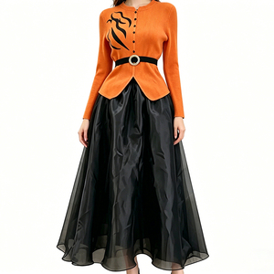 <span class=keywords><strong>Abito</strong></span> plissettato in due pezzi da donna Vintage Miyake personalizzato taglie forti lungo fino al pavimento con stampe digitali uniche - Product Image 3