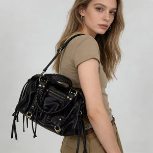 Borsa da Moto Y2K alla Moda <span class=keywords><strong>e</strong></span> Personalizzata per Donna con Nappe <span class=keywords><strong>e</strong></span> Tasche Multiple, Borsa a Mano Retrò <span class=keywords><strong>e</strong></span> Stile Spicy Girl - Product Image 4