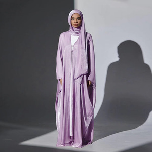 Wd596 Thanh Lịch Rắn Màu Sắc Đảo Nhăn Cardigan Áo Choàng khiêm tốn Abaya Cho Mùa Hè Ramadan <span class=keywords><strong>Dubai</strong></span> Thổ Nhĩ Kỳ - Product Image 3