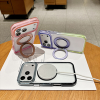 Coque arrière transparente à dégradé de couleurs fantaisie avec pare-chocs pour iPhone 18 Pro Max 17 Air 16 Plus, étui magnétique avec support rotatif