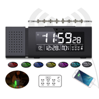 Digitaler Tisch-/Wecker mit Luminova-Radio & Kalender – Farbwechselnde LED-Nachtlicht-Wanduhr fürs Schlafzimmer