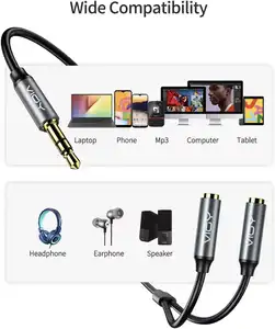 3.5mm Stereo Audio Y Splitter Cable Male To Female Dual Headphone Jack Extender For IPhone Samsung Tablet Laptop Speaker