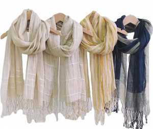 Écharpes et châles traditionnels en lin longs - Couleur/taille personnalisable, légers et durables, multi-usages - Product Image 1