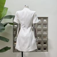 Robe décontractée pour femme à col montant et double poche, style boutique