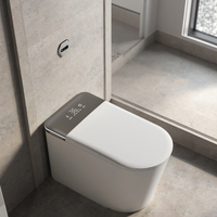 Siège de toilette intelligent en céramique moderne de haute qualité, à poser au sol, avec siphon en S/P, cuvette allongée, désodorisation automatique et télécommande