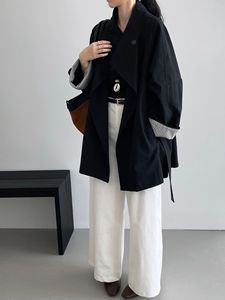 Muguyu Autumn Vintage British Style Stand Collar <strong>Trench</strong> <strong>Coat</strong> <strong>Women</strong> Loose Fit Slimming Waist-Cinched Mid-Length Fleece Lining - Product Image 4