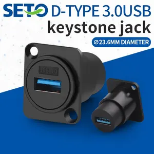 Kustom OEM tahan air Universal Usb 3.0 soket pengisi daya adaptor wanita Rj45 soket dudukan Panel Jack Keystone