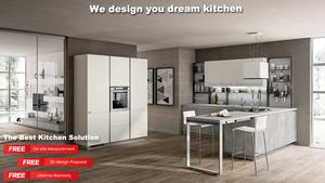 Residenziale semplice lusso bianco parete scaffalatura L a forma di armadio da cucina con chiusura morbida cassetto grigio <span class=keywords><strong>penisola</strong></span> - Product Image 2