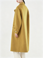 Manteau Classique pour Femme, Tendance, Double Boutonnage, Automne, Élégant, Long, Décontracté, Ceinture, Couleur Unie, Laine Cachemire, Manteau en Cachemire pour Femme