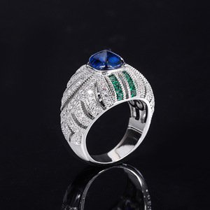 <span class=keywords><strong>Bague</strong></span> en pierre dichroïque pour femmes, nouvelle tendance, incrustée en argent S925, 5A, <span class=keywords><strong>tour</strong></span> de sucre en saphir, incrusté - Product Image 4