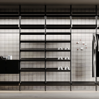 Présentoirs de Vêtements Minimalistes Personnalisés en Acier Inoxydable Noir Mat pour Magasin de Vêtements – Supports de Présentation Populaires