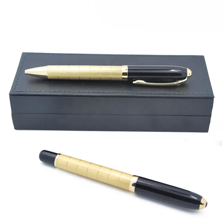 Promotion Luxury Spray Metal Pen Set Gold Metal PenとPUボックスOffice