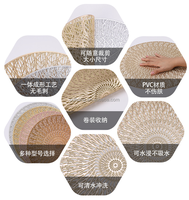 Le plus chaud creux rond anti-dérapant Pvc napperon maison Restaurant tapis de Table décorations de table durables avec estampage d'or