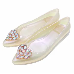 Sapatos femininos de balé de balé elegante com diamante branco pérola para o verão ao ar livre sandália linda feminina