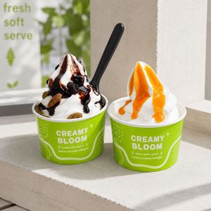 Vasos de Papel Verdes Personalizados para Helado, Yogur, Postres y Panadería, con Impresión de Logotipo, Venta al Por Mayor, Proveedor de Fábrica - Product Image 3