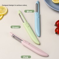 Nouvel éplucheur et couteau à fruits manuel 2-en-1 en acier inoxydable, design créatif pour couper les fruits