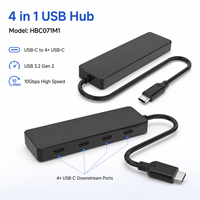 Hub USB-C 4-en-1, 4 ports, 10 Gbps, USB 3.2 Gen2, haute vitesse, adaptateur Type-C, ABS, portable, extension pour ordinateurs portables, en stock