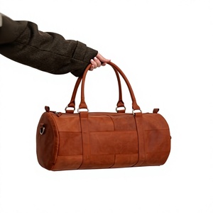 B S International BTR00578 100% Waterproof Genuine Leather Twist Lock Unisex Travel Duffel <b>Bag</b>-Vintage Style Zipper Lightweight - Product Image 2