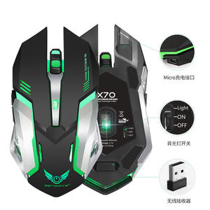 Souris de jeu sans fil ZeroDate X70, optique 2.4G, 6 boutons, rechargeable avec rétroéclairage pour PC portable - Product Image 1