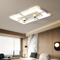 Ventilateur de plafond LED en métal avec lumière, télécommande intégrée, pour salon et chambre, style moderne et épuré