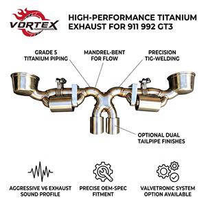 Système d'échappement Catback Vortex Flagship SS304 à soupapes avec doubles sorties pour Porsche 911 992 GT3 4.0L 2022-2025 – Forte demande, Meilleure vente - Product Image 1
