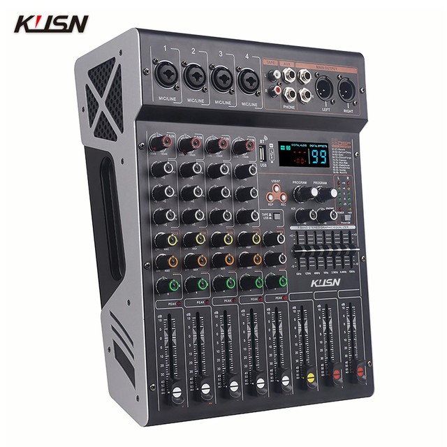 4 Channel 250W X2 Amplifier Mixer 99 DSP Digital Professional Powered Audio Mixing Music Console Sound Mixer with Bluetooth USB