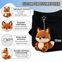Porte-clés personnalisé en peluche renard 10 cm, mini-breloque mignonne pour sac, rembourrée en coton PP, brodée