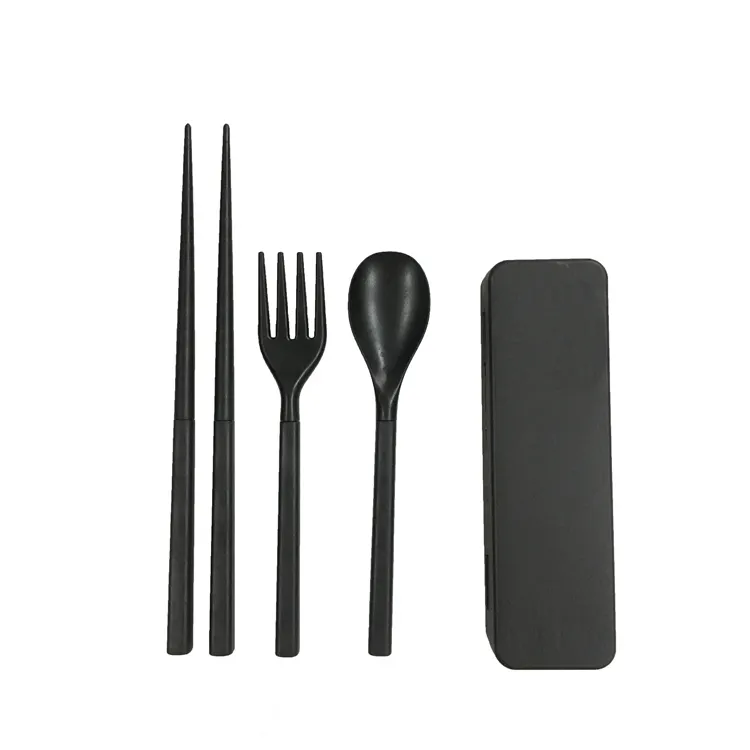 Wholesale portable detachable cutlery spoon fork chopsticks kids gift set plastic travel cutlery set