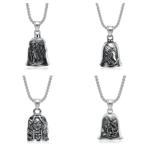 RFJEWEL Titane acier poli rétro les dieux nordiques <span class=keywords><strong>Cage</strong></span> diable équitation chanceux exorciste cloche - Product Image 6