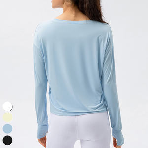 T-shirt d'été résistant au soleil UPF50 + <span class=keywords><strong>Anti</strong></span> <span class=keywords><strong>UV</strong></span> Outdoor T-shirt respirant Causal Loose Sports <span class=keywords><strong>Tshirt</strong></span> Long Sleeve Fitness Top Yoga T Shirt Women - Product Image 6