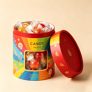 Tube en papier imprimé personnalisé coloré avec fenêtre transparente, boîte cylindrique de qualité alimentaire pour bonbons, emballage cadeau pour bonbons sucrés - Product Image 4