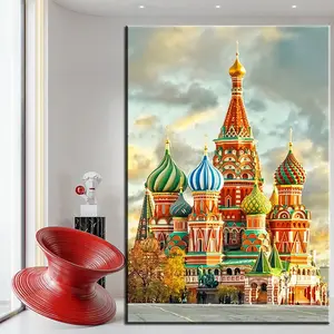 Moskou Pokrovkathedraal Beroemde Gebouw Wall Art Pictures Olie Canvas Schilderij Voor Home Decor Cuadros Living kamer