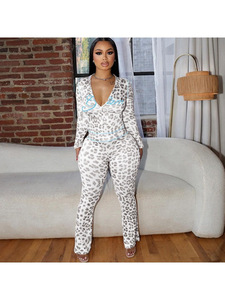 2026 Cross-border Europe and America Hot Selling Leopard Print Color Block Women's Clothing <b>Set</b> <b>Sexy</b> Hot Girl - Product Image 5