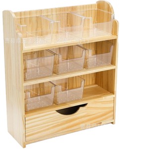 Support de rangement pour sachets de thé en bois à plusieurs niveaux avec tiroir, organisateur de bureau pour usage domestique - Product Image 5