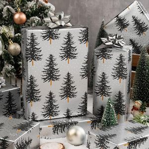 Christmas Wrapping <b>Paper</b> with silver foil Silver Christmas tree <b>pattern</b> wrapping <b>paper</b> High-quality textured wrapping <b>paper</b> - Product Image 1
