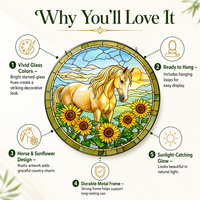 Attrape-soleil Cheval Tournesol Rustique en Verre Teinté à Suspendre, Décoration d'Intérieur, Cadeaux pour Amateurs de Chevaux, Décorations Commémoratives pour Animaux de Compagnie, pour Filles, Femmes, Hommes