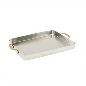 Bandeja de chocolate con acabado mate, forma rectangular, hecha a mano, decorativa, de lujo, de metal, para mesa. - Product Image 1