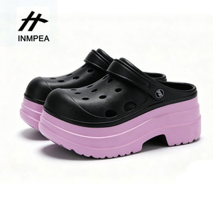 Zuecos de Plataforma Inmpea Negro y Rosa, Tacón de 9 cm, Zapatos Crocs de Verano para Mujer - Product Image 1