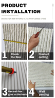 Panneaux muraux en pierre artificielle texturée 3D, pierre flexible, travertin souple, grandes dalles, décoration extérieure